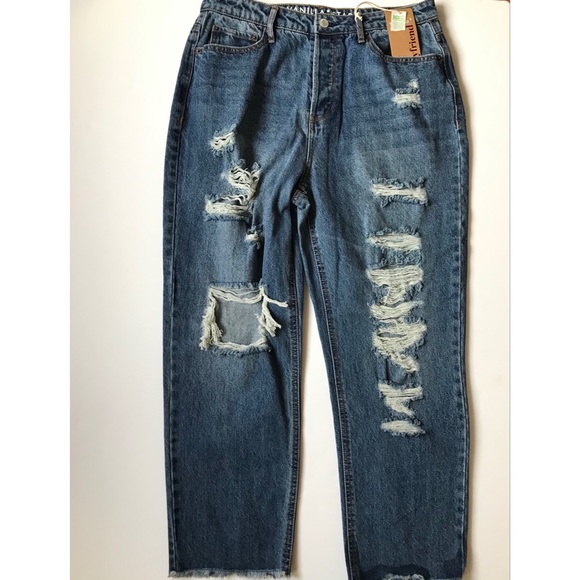 Vanilla Star 90’s Boyfriend Super High Rise Distressed Jeans Size 13 Juniors - Picture 6 of 6